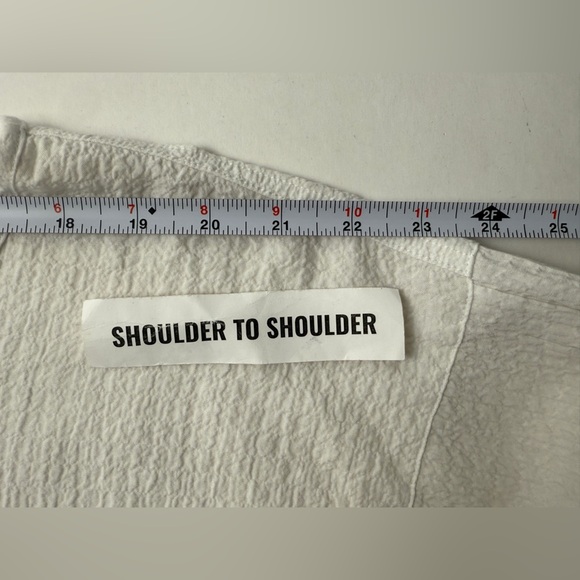 Ali Miles White Textured Crinkle Tunic Top Artsy Buttons Women's Size L Oversizd - Picture 9 of 12